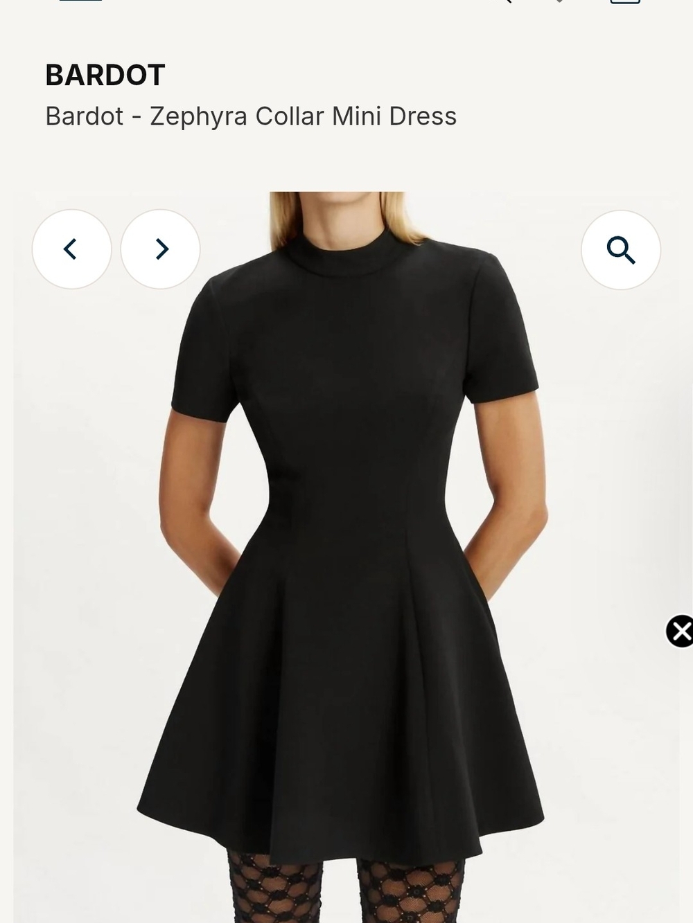 Bardot Zephyra Collar Mini Dress NWOT